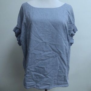 Helmut Lang blue chambray short sleeve top M